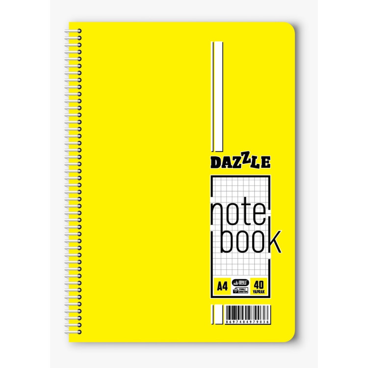 A-4 SPİRALLİ PP  KAPAK DEFTER 40YP KARELİ*8