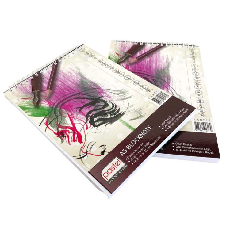 PASTEL A5 SPİRALLİ KARTON BLOKNOT KARELİ 6Lİ *16 $