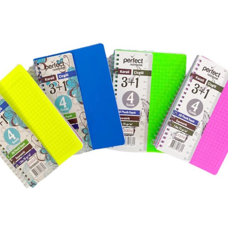 PASTEL A6 PP KAPAK 80YP NOT DEFTERİ 3+1 12Lİ *14 $