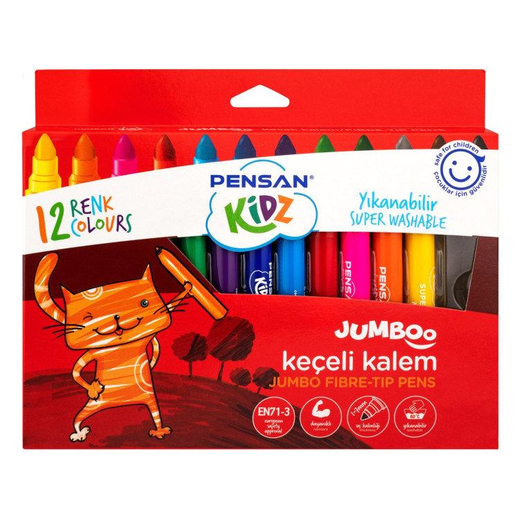 PENSAN KİDZ 99040 JUMBO KEÇELİ KALEM 12 RENK 12Lİ*6