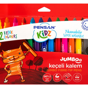 PENSAN KİDZ 99040 JUMBO KEÇELİ KALEM 12 RENK 12'Lİ*6