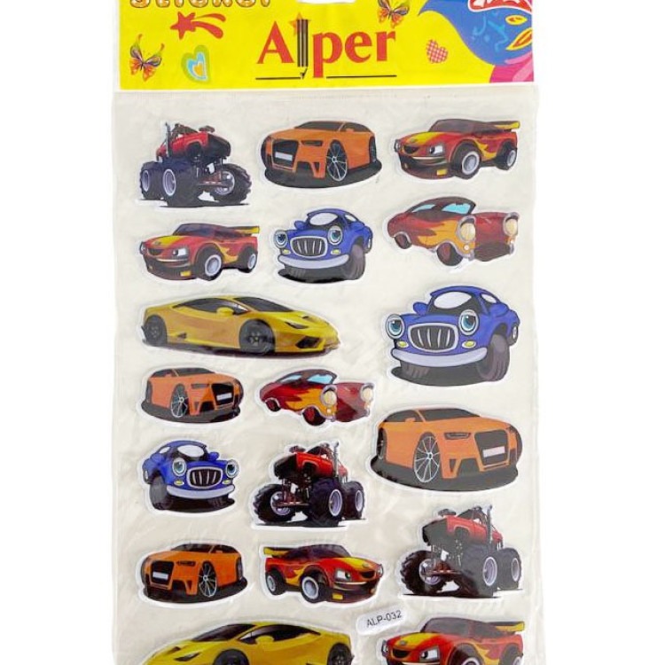 ALPER ALP032 SPOR ARABALAR BÜYÜK STİCKER 12Lİ