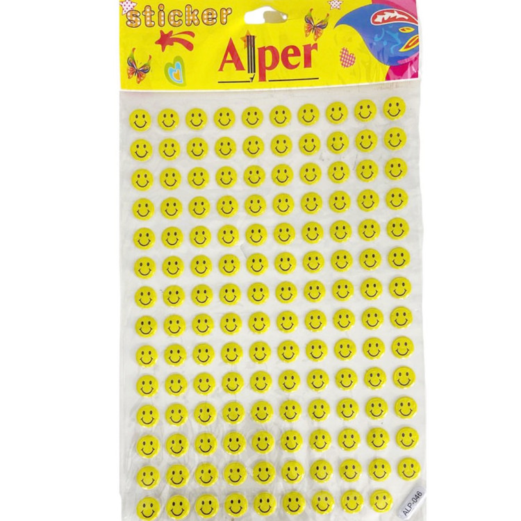 ALPER ALP046 MİNİK GÜLENYÜZ EMOJİ BÜYÜK STİCKER 12Lİ