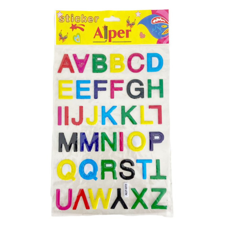 ALPER ALP072 RENKLİ HARFLER BÜYÜK STİCKER 12Lİ