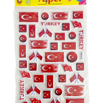 ALPER ALP086 BAYRAK ÇEŞİTLERİ BÜYÜK STİCKER 12'Lİ