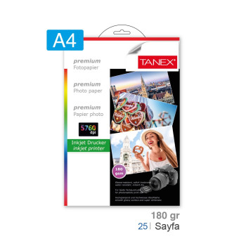 TANEX FOTOĞRAF KAĞIDI A4 180GR 25'Lİ *20