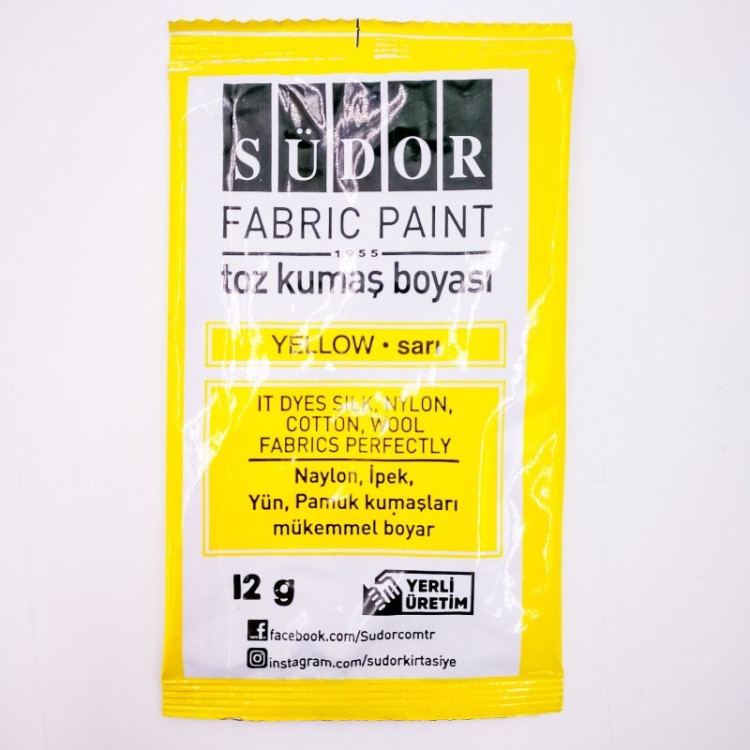 SÜDOR KB01 TOZ KUMAŞ BOYASI 12Lİ SARI