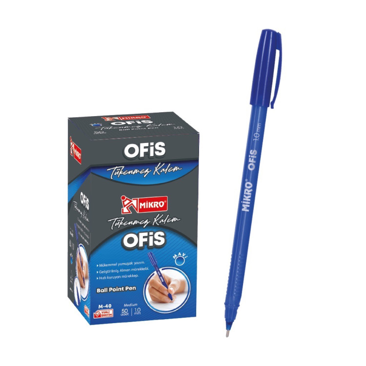 MİKRO M-40 OFİS TİPİ TÜKENMEZ KALEM MAVİ  50Lİ*48