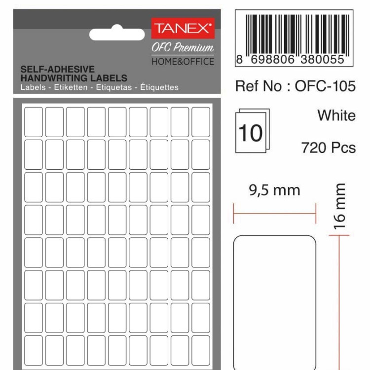 TANEX OFC-105 BEYAZ OFİS ETİKETİ 10LU *54