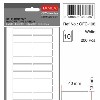 TANEX OFC-108 BEYAZ OFİS ETİKETİ 10'LU *54