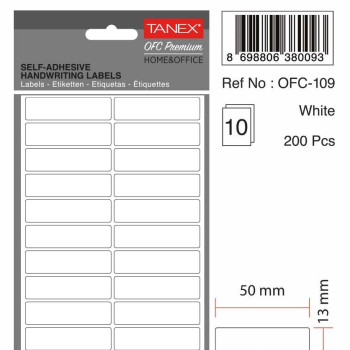 TANEX OFC-109 BEYAZ OFİS ETİKETİ 10'LU *54