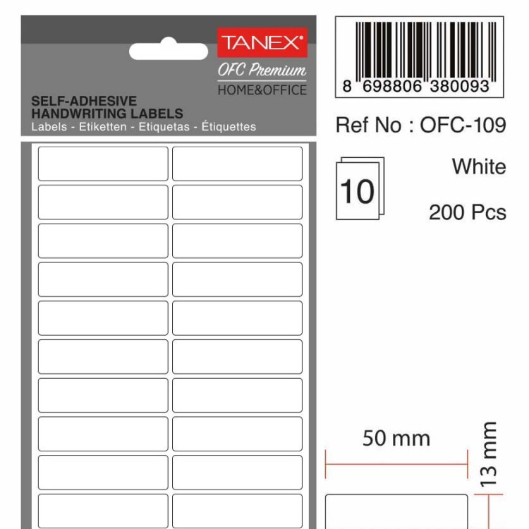 TANEX OFC-109 BEYAZ OFİS ETİKETİ 10LU *54