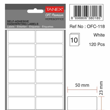TANEX OFC-118 BEYAZ OFİS ETİKETİ 10'LU *54