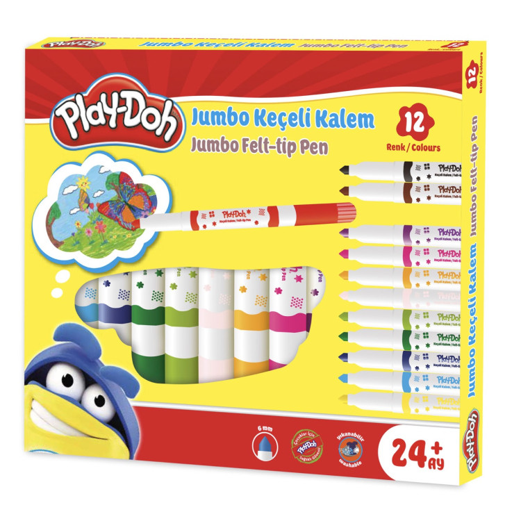 PLAY-DOH KE020 JUMBO KEÇELİ KALEM 12 RENK 12Lİ *4