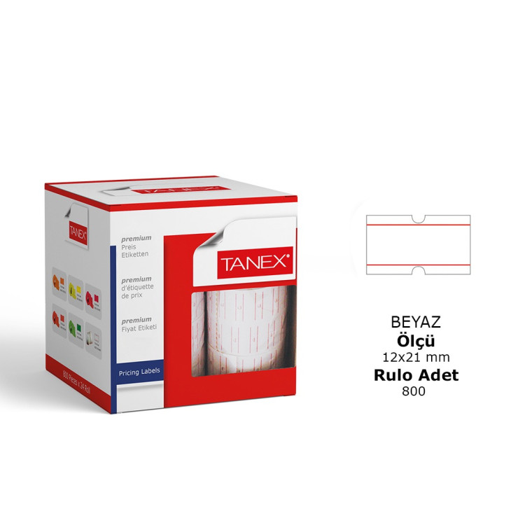 TANEX ÇİZGİLİ FİYAT ETİKETİ BEYAZ 24LÜ *24