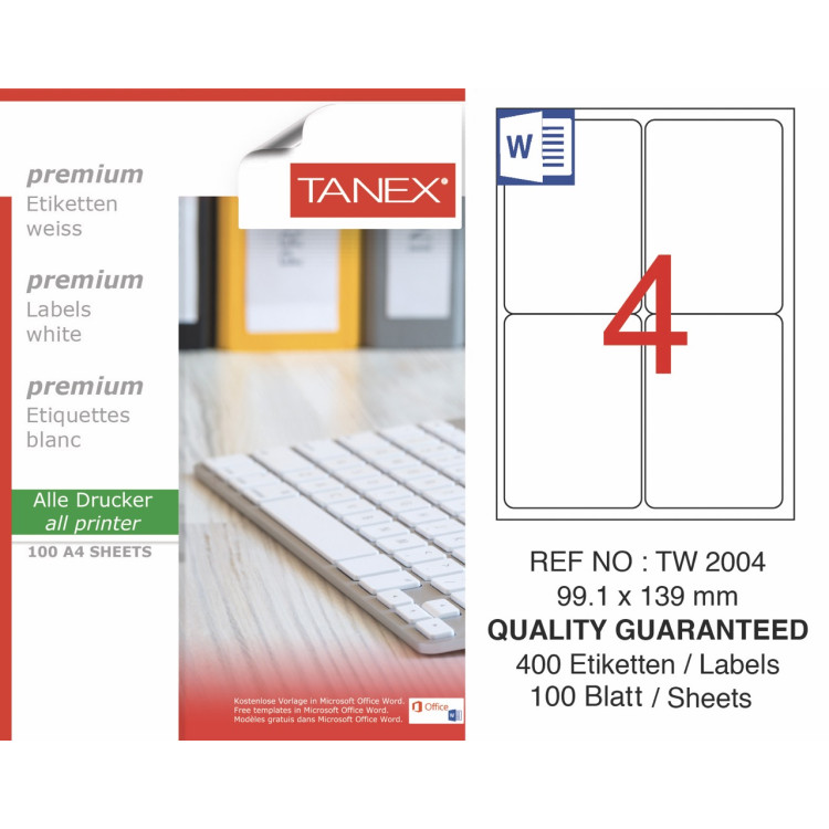 TANEX TW-2004 LAZER ETİKET 99,1X39MM 100LÜ *20
