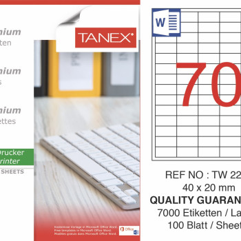 TANEX TW-2270 LAZER ETİKET 40*20MM 100'LÜ *20