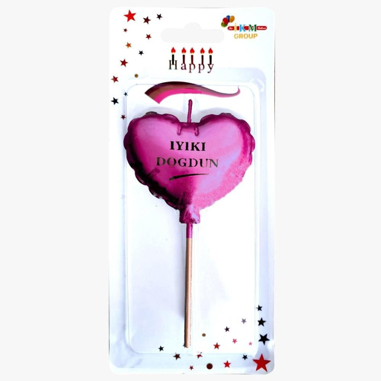 İYİKİ DOĞDUN KALP MOR MUM PK:12 KL:480