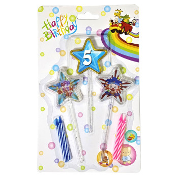 3D GÖRÜNÜMLÜ MUM 5 YAŞ YILDIZ MODELİ MAVİ 12.5CM PK:12