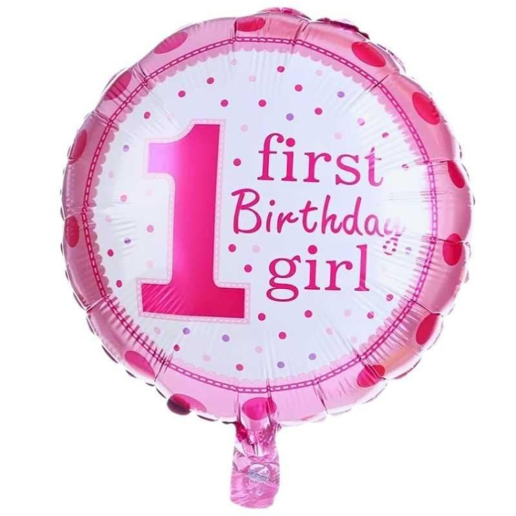 18 İNC YUVARLAK 1 YAŞ PEMBE FOLYO BALON