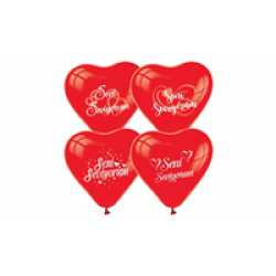 12 İnç Baskılı Seni Seviyorum Kırmızı Kalp (1+1) Balon 100lü  *K