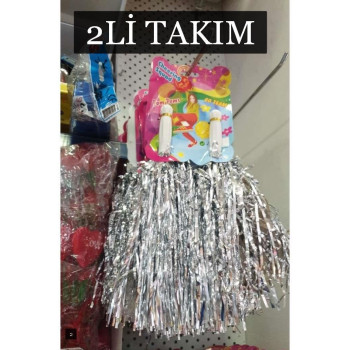 23 NİSAN GÖSTERİ AMİGO PONPON 2Lİ -GÜMÜŞ- METALİZE (12ÇİFT) *23nisan