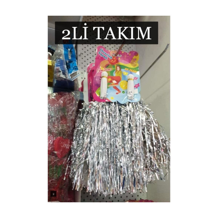 23 NİSAN GÖSTERİ AMİGO PONPON 2Lİ -GÜMÜŞ- METALİZE (12ÇİFT)