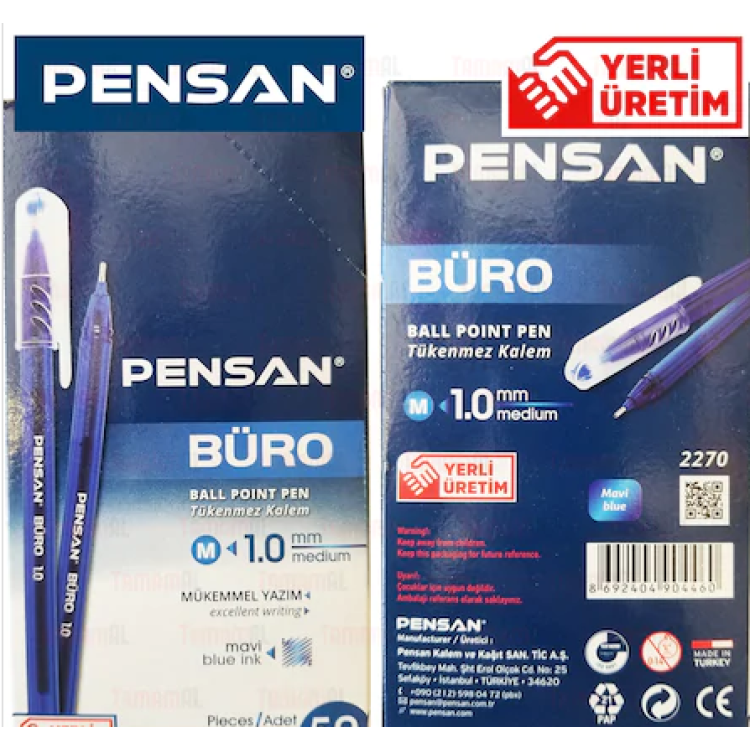 PENSAN 2270 BÜRO TÜKENMEZ KLM 1MM 50Lİ MAVİ *K