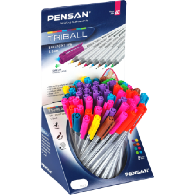 PENSAN 1003 TRiBALL TÜKENMEZ KALEM RENKLİ STAND *60