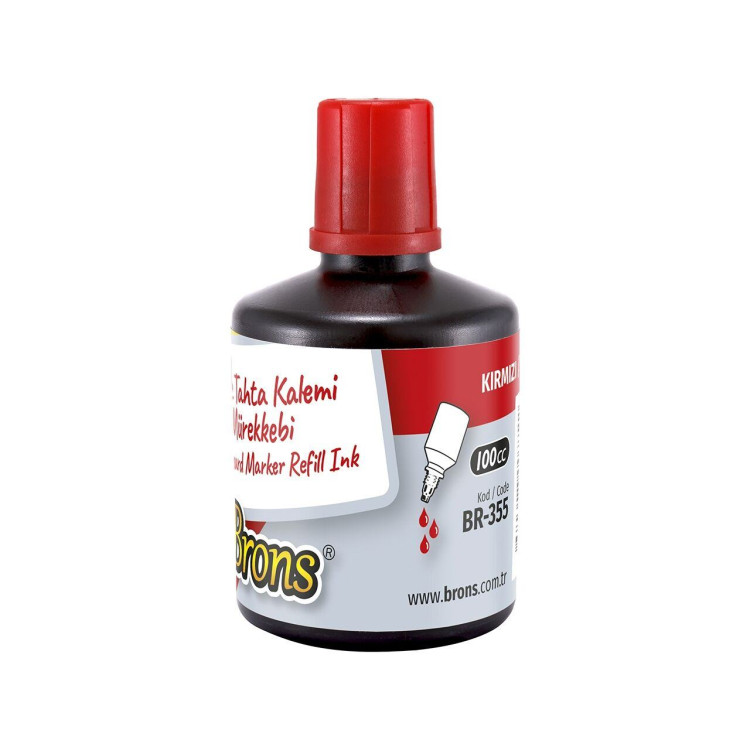 BRONS BR-355 TAHTAKALEMİ MÜREKKEBİ KIRMIZI 100CC (BOX6)