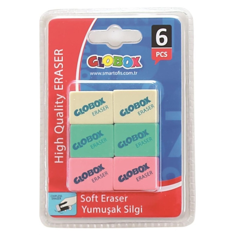 GLOBOX 2054 RENKLİ YUMUŞAK SİLGİ (BOX6)