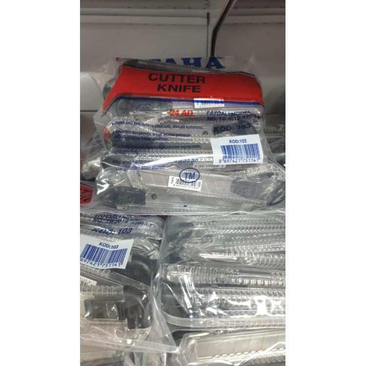 TAHA KOD:103 ŞEFFAF PLASTİK FALÇATA MAKET BICAĞI 24LÜ