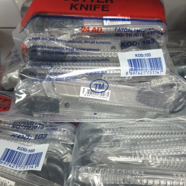 TAHA KOD:103 ŞEFFAF PLASTİK FALÇATA MAKET BICAĞI 24LÜ