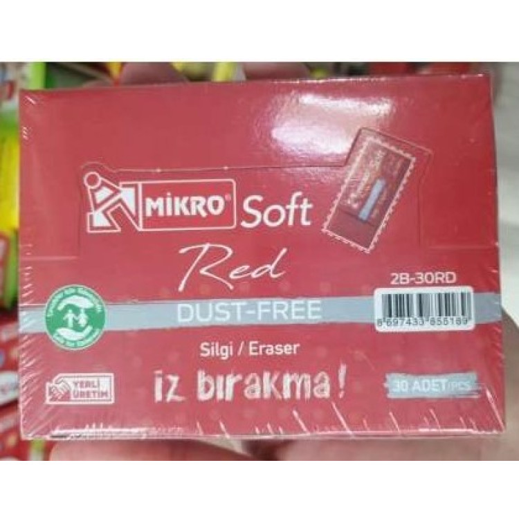 MİKRO 2B-30RD SOFT SİLGİ RED (BOX30)