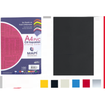 MAPİ-160 PVC CİLT KAPAĞI A4 SİYAH 100LÜ MAPİ-160 PVC CİLT KAPAĞI A4 SİYAH 100LÜ
