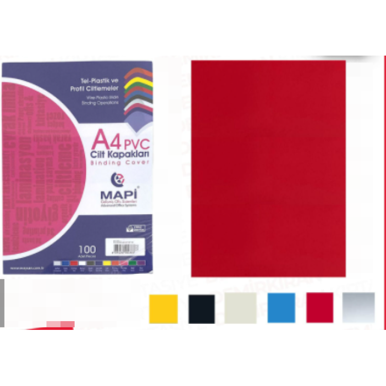 MAPİ-160 PVC CİLT KAPAĞI A4 KIRMIZI 100LÜ *K