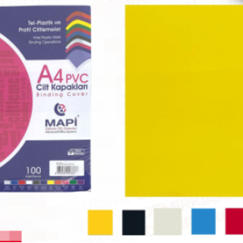 MAPİ-160 PVC CİLT KAPAĞI A4 SARI 100LÜ MAPİ-160 PVC CİLT KAPAĞI A4 SARI 100LÜ