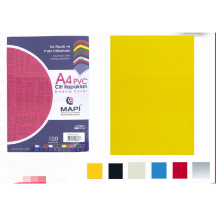 MAPİ-160 PVC CİLT KAPAĞI A4 SARI 100LÜ *K