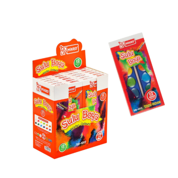 MİKRO SB-12 SULU BOYA 12RENK 32MM XL (BOX12)