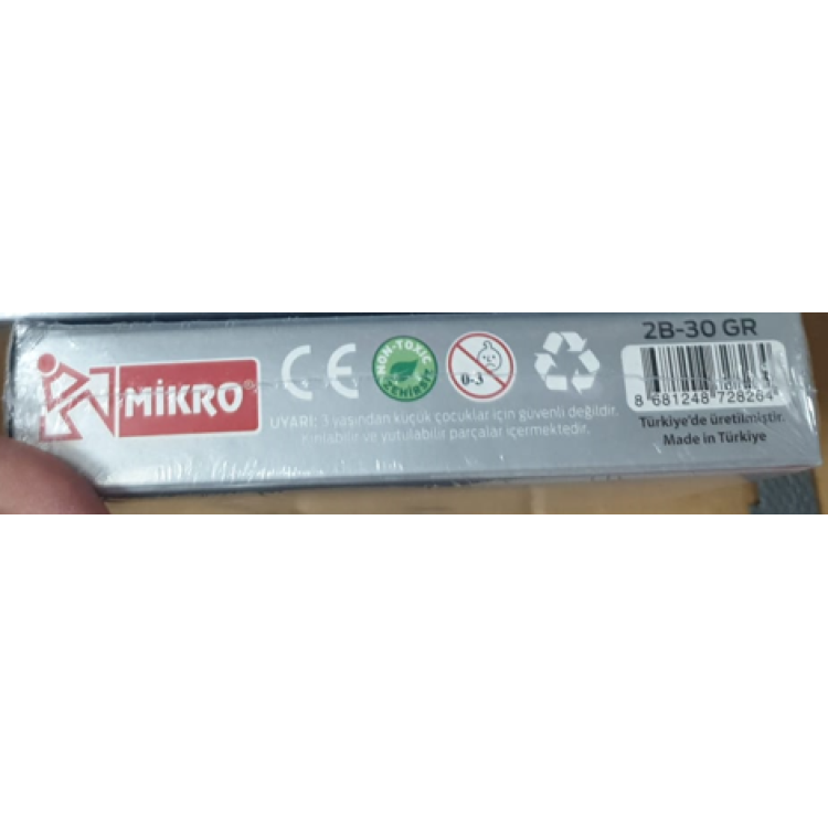 MİKRO 2B-30GR GRİ SİLGİ 30Lİ