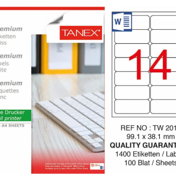 TANEX TW-2014 LAZER ETİKET 99,1X38,1MM 100'LÜ TANEX TW-2014 LAZER ETİKET 99,1X38,1MM 100'LÜ