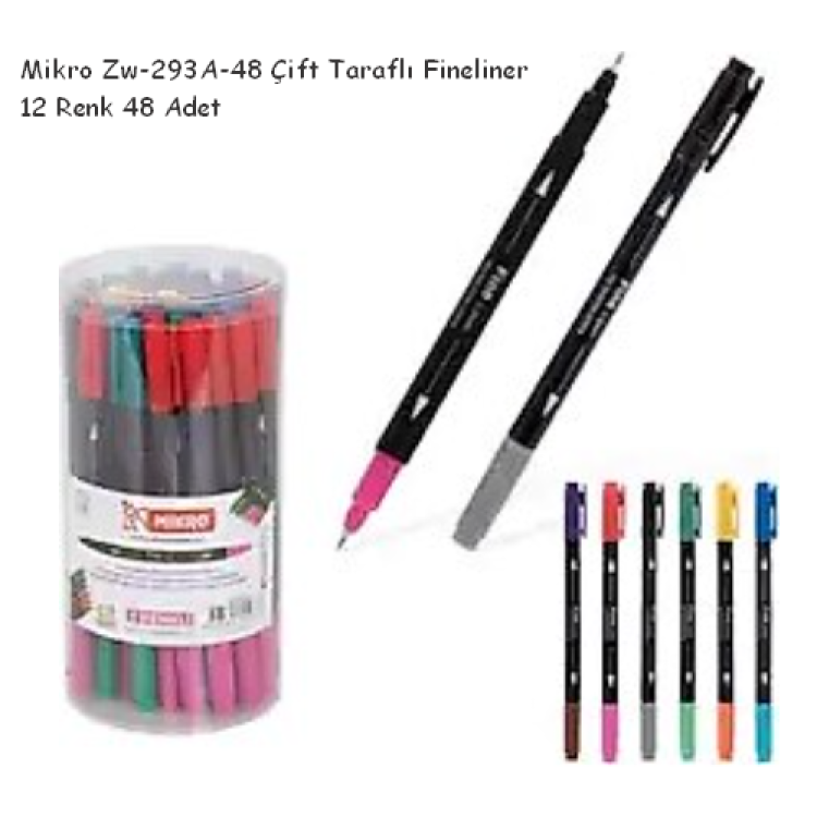 MİKRO ZW-612-48 KEÇELİ KALEM 10 RENK ÇİFT TARAFLI (BOX48)