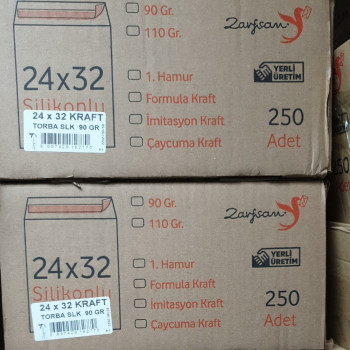 ZARFSAN KRAFT TORBA ZARF SİLİKONLU 90GR 24X32 250Lİ ZARFSAN KRAFT TORBA ZARF SİLİKONLU 90GR 24X32 250Lİ