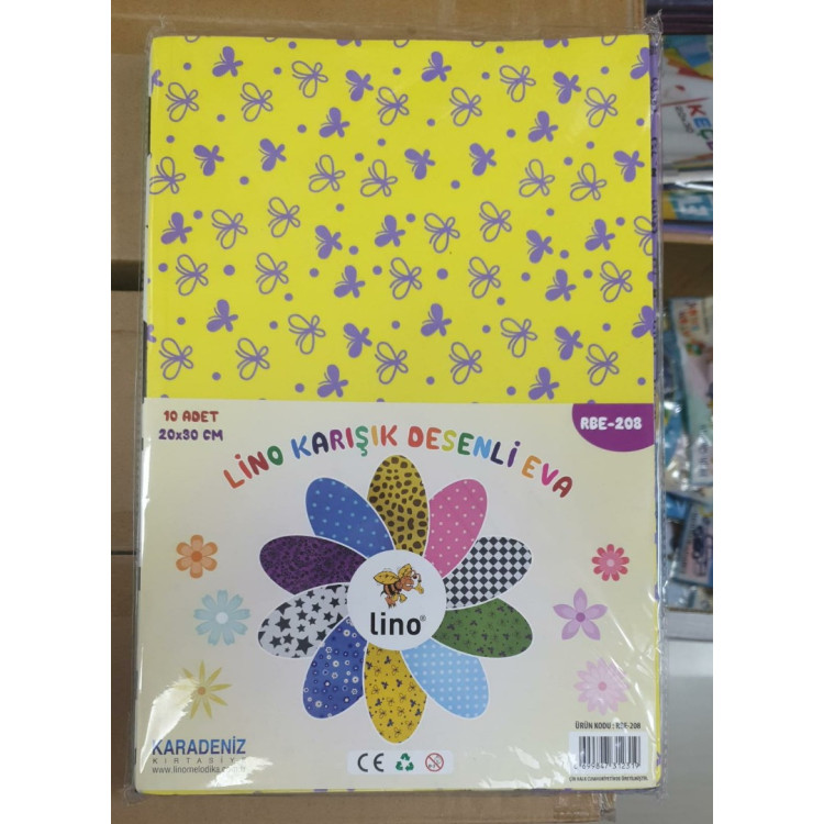 LİNO RBE-208 KARIŞIK DESENLİ EVA A4 10LU