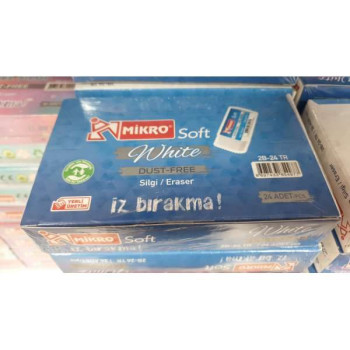 MİKRO 2B-24TR (BEYAZ) SOFT SİLGİ (BOX24) #2 MİKRO 2B-24TR (BEYAZ) SOFT SİLGİ (BOX24) #2
