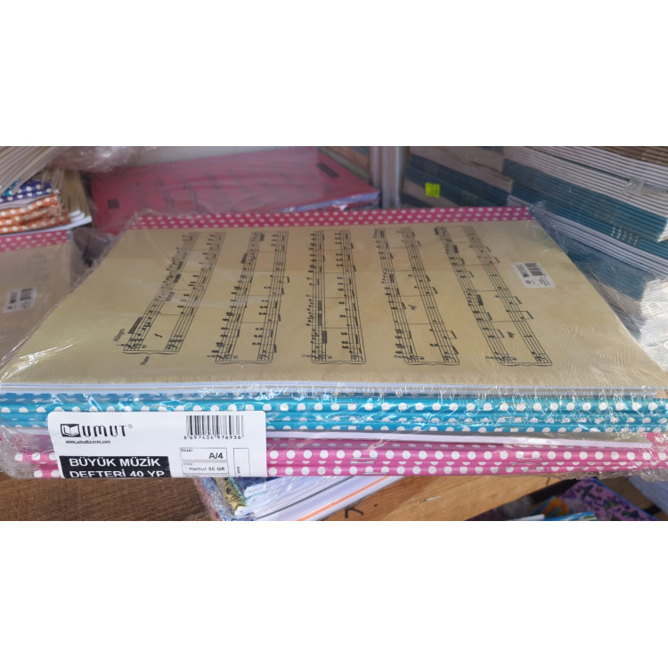 MÜZİK DEFTERİ BÜYÜK 40 YP. (BOX12) *DF