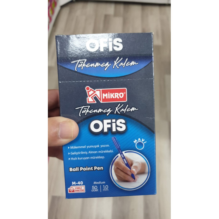 MİKRO M-40 OFİS TÜKENMEZ KALEM 50Lİ MAVİ  *K