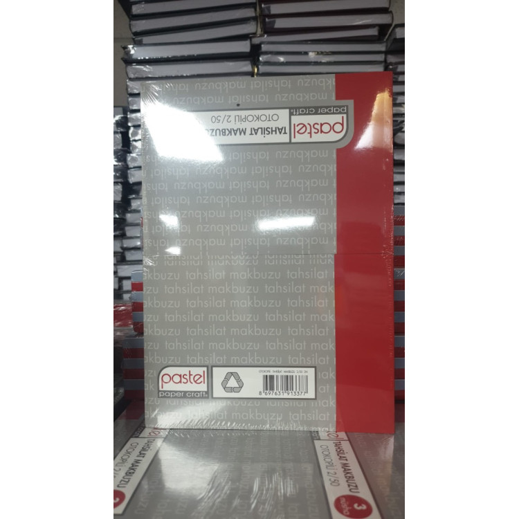 PASTEL 2/50 OTOKOPİLİ TAHSİLAT MAKBUZU 3N 12Lİ