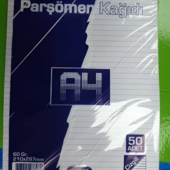 UMUT PARŞÖMEN KAĞIDI ÇİZGİLİ 50ADET 60GR 21X29CM (yağlı milaj) UMUT PARŞÖMEN KAĞIDI ÇİZGİLİ 50ADET 60GR 21X29CM (yağlı milaj)