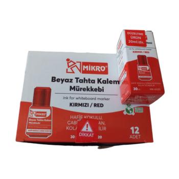 MİKRO MK-6020 KIRMIZI TAHTAKALEMİ MÜREKKEBİ 20ML (BOX12) MİKRO MK-6020 KIRMIZI TAHTAKALEMİ MÜREKKEBİ 20ML (BOX12)